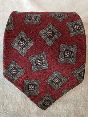 Men's Red Gray & Black Patterned Silk Tie Carter & Holmes Necktie